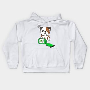 Cute English Bulldog Spilled Wasabi sauce Kids Hoodie